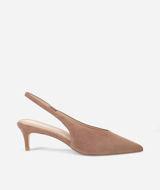 Abbee Slingback Pump Kitten Heel-taupe-Suede -Pelle Moda