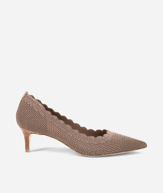 Abell Pump Kitten Heel-Taupe Knit-Pelle Moda