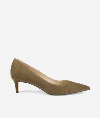 Aeri Low Heel Olive Suede