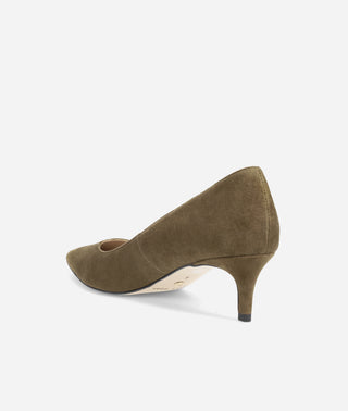 Aeri Low Heel Olive Suede