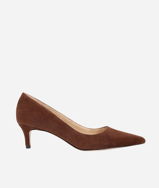 Aeri Low Heel Espresso Brown Suede Pump -Pelle Moda