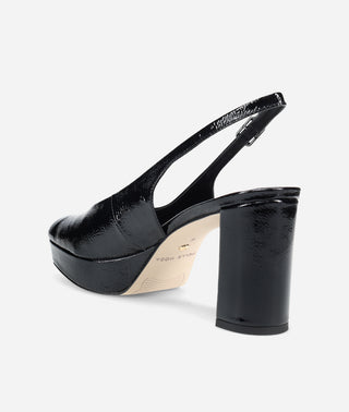 Andee Platform Sandal Black Patent