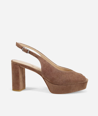 Andee Platform Peep toe Sandal in Taupe Suede-Pelle Moda