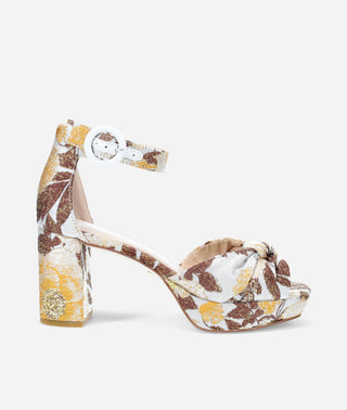 Anesa Platform Gold Floral Jacquard-Pelle Moda