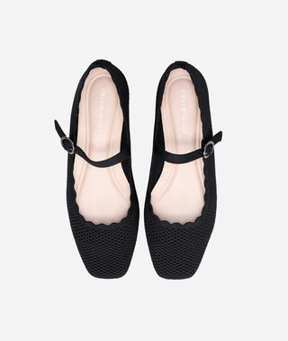 Daely Mary Jane Flat Black Knit