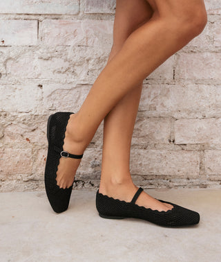 Daely Mary Jane Flat Black Knit