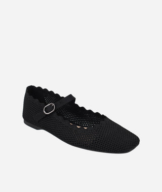 Daely Mary Jane Flat Black Knit