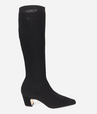 Euris Boot Black Knit Low Block Heel-Pelle Moda