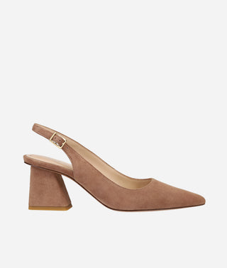  Florin Low Block Heel Pump - Taupe Brown Suede -Pelle Moda