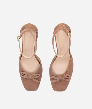 Hasly Block Heel Taupe Suede