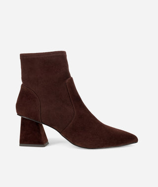 Ilima Bootie Block Heel-Chocolate Brown Suede-Pelle Moda