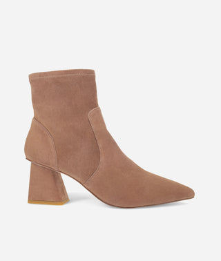 Ilima Bootie Block Heel-Taupe Suede-Pelle Moda