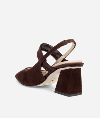 Imelde Slingback Pump Chocolate Suede and Mesh