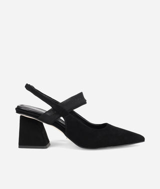 Imelde Slingback Pump Black Suede and Mesh