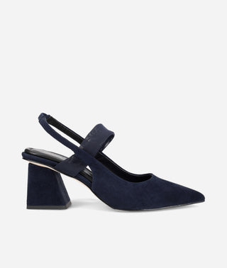 Imelde Slingback Pump Midnight Blue Suede and Mesh-Pelle Moda