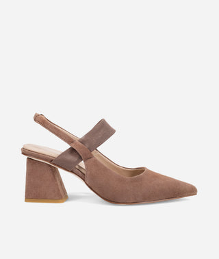 Imelde Slingback Pump Taupe Suede and Mesh