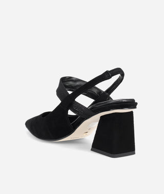 Imelde Slingback Pump Black Suede and Mesh