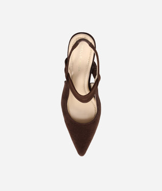 Imelde Slingback Pump Chocolate Suede and Mesh
