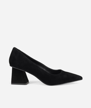 Inell Pump Black Suede Block Heel -Pelle Moda