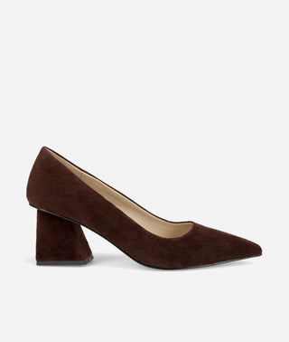 Inell Pump Chocolate Suede Block Heel-Pelle Moda