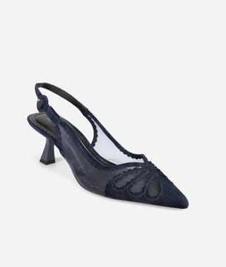 Jacie Slingback Pump Midnight Suede and Mesh