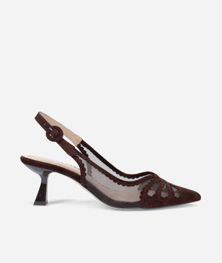Jacie Slingback Pump Chocolate Suede and Mesh