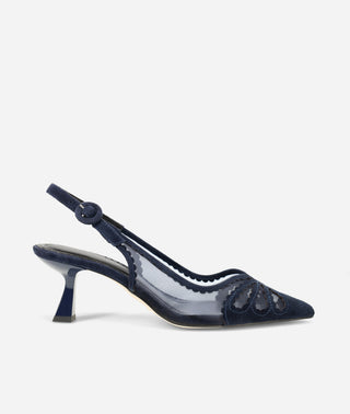 Jacie Slingback Pump Midnigh- Navy-Suede-Mesh-Pelle Moda