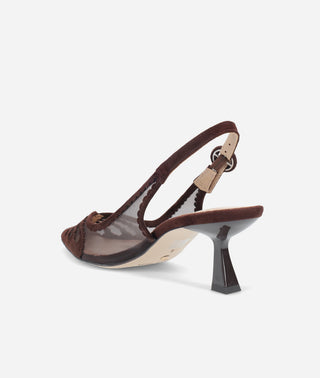 Jacie Slingback Pump Chocolate Suede and Mesh