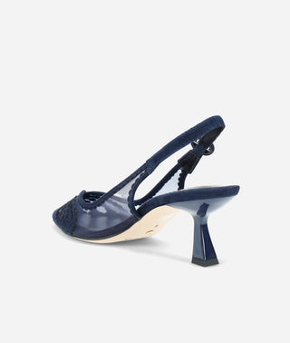 Jacie Slingback Pump Midnight Suede and Mesh