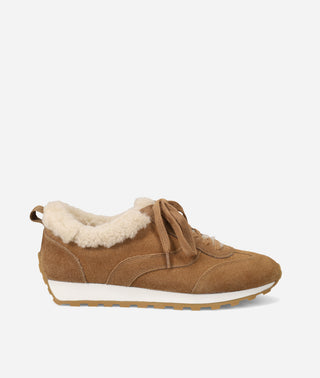 Kosy Shearling Sneaker Caramel Tan-Suede-Pelle-Moda
