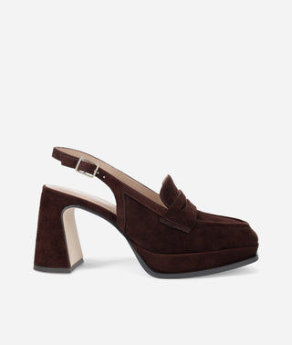 Lora Platform Loafer-Chocolate Brown Suede-Pelle Moda