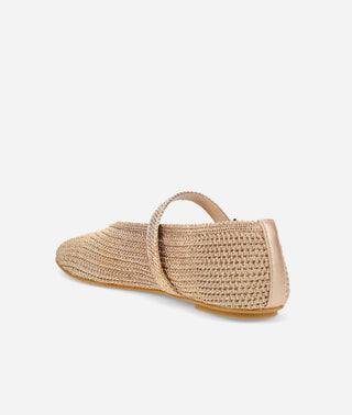Macie Mary Jane Flat Gold Crochet