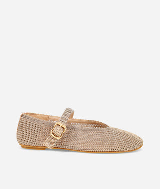 Macie Mary Jane Flat Gold Crochet-Pelle Moda