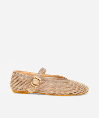 Macie Mary Jane Flat-Gold-Crochet-Pelle-Moda