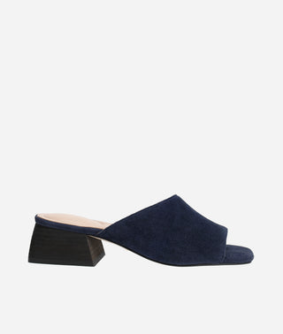 Nataly Block Heel Midnight Suede Slide | Pelle Moda