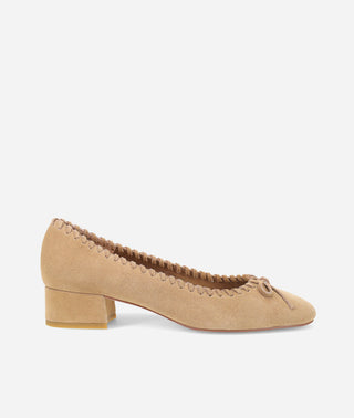 Novie Pump Low Block-Heel-Driftwood-Tan Suede-Pelle-Moda