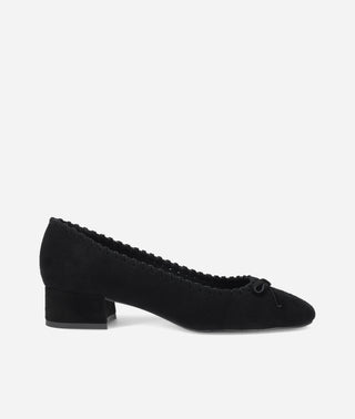 Novie Pump Low Block Heel-Black Suede-Pelle Moda