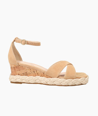 Pelle Moda - Pippen Wedge - Burnt Sugar - Tan suede cork wedge