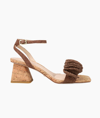 Pelle Moda - Tiann Low Heel - Espresso - Linen brown cork block heel