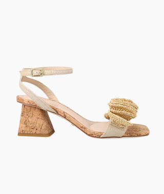 Pelle Moda - Tiann Low Heel - Natural - Linen and cork block heel