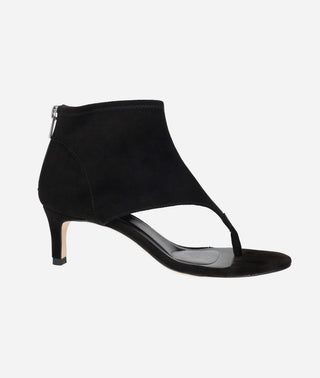 Pelle Moda - Unise Low Heel Sandal Black Stretch Suede