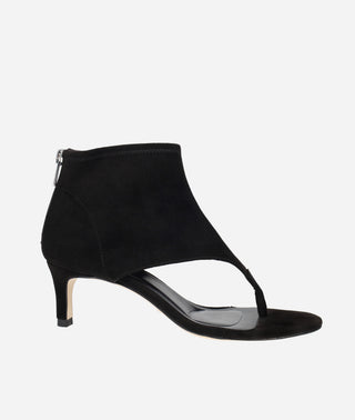 Pelle Moda - Unise Low Heel Sandal Black Stretch Suede