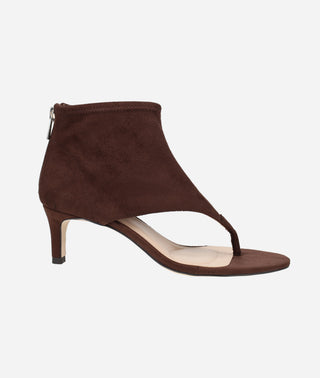Pelle Moda - Unise Low Heel Sandal Espresso Stretch Suede