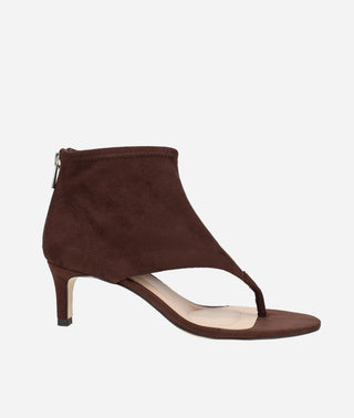 Pelle Moda - Unise Low Heel Sandal Espresso Stretch Suede
