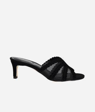 Pelle Moda - Vivie Low Heel Black Suede and Mesh