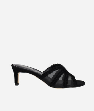 Pelle Moda - Vivie Low Heel Black Suede and Mesh