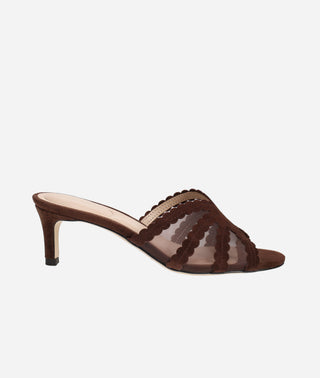Pelle Moda - Vivie Low Heel Espresso Suede and Mesh