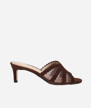 Pelle Moda - Vivie Low Heel Espresso  Brown Suede and Mesh