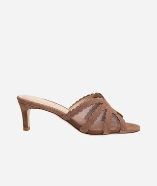 Pelle Moda - Vivie Low Heel Taupe Suede and Mesh