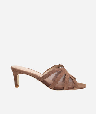 Pelle Moda - Vivie Low Heel Taupe Suede and Mesh